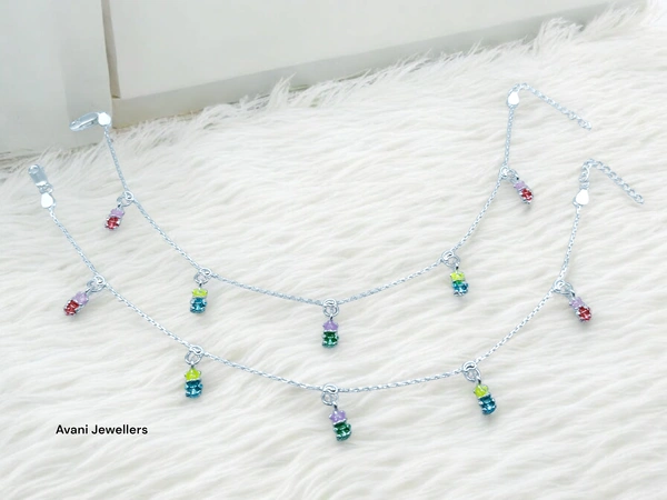 Avani Jewellers Silver Fancy Paayal - 12.66, 10.5 Inch