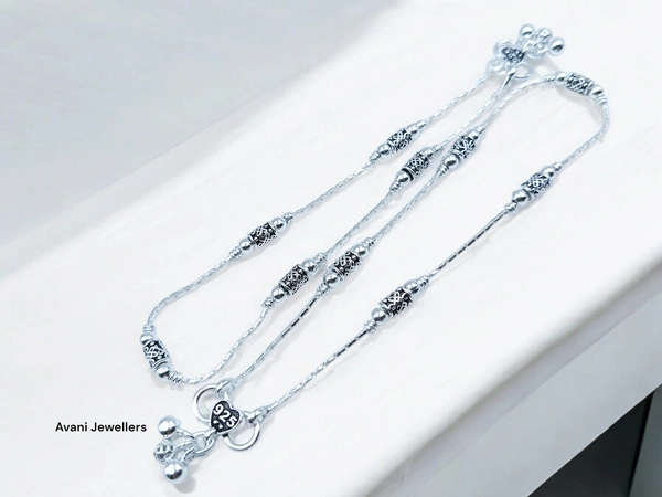 Avani Jewellers Silver Fancy Paayal - 18.9, 10.5 Inch