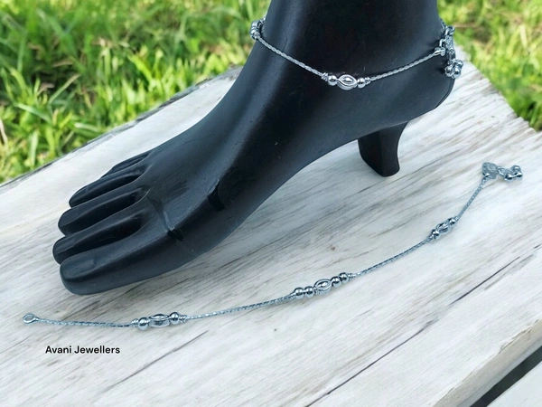 Avani Jewellers Silver Fancy Paayal - 18.9, 10.5 Inch