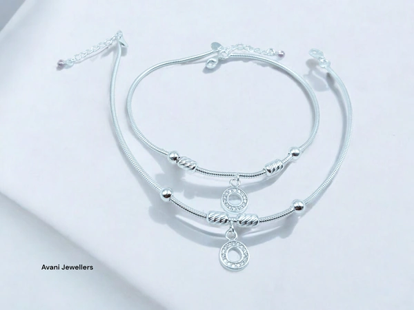 Avani Jewellers Silver Fancy Paayal - 18.3, 10.5 Inch