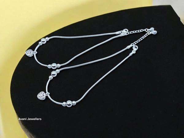 Avani Jewellers Silver Fancy Paayal - 15.14, 10.5 Inch