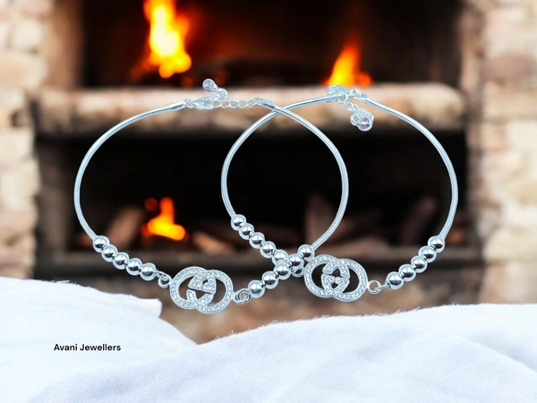 Avani Jewellers Silver Fancy Paayal - 20.92, 10.5 Inch