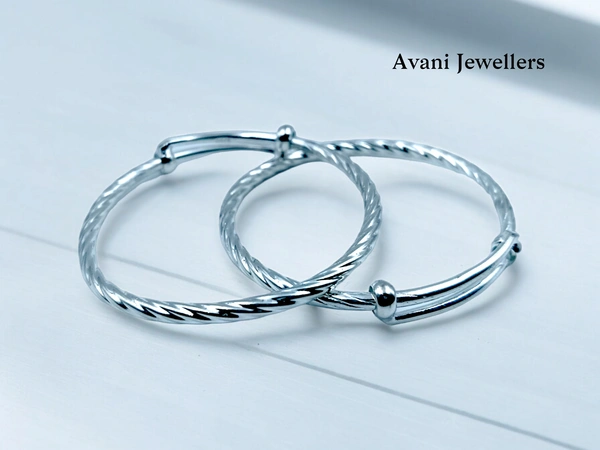 Avani Jewellers Silver Baby Plain Kade - 14.48, Adjustable