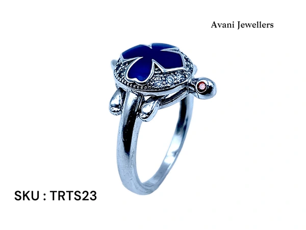 Avani Jewellers Silver Tortoise Fancy Ring - 3.68, 12, Blue