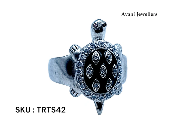 Avani Jewellers Silver Tortoise Fancy Ring - 6.57, 21, Black