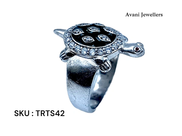 Avani Jewellers Silver Tortoise Fancy Ring - 6.57, 21, Black