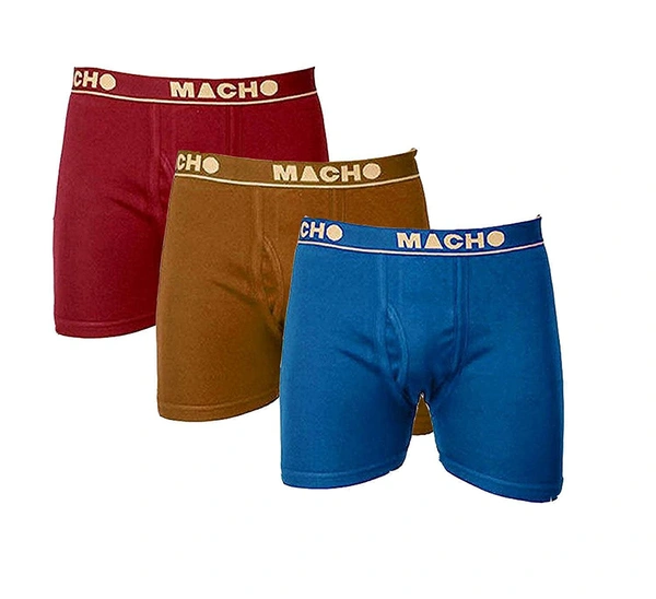 Amul Macho Men's Long Cotton Fine Trunk (Colour: Assorted) - 3, 90 CM