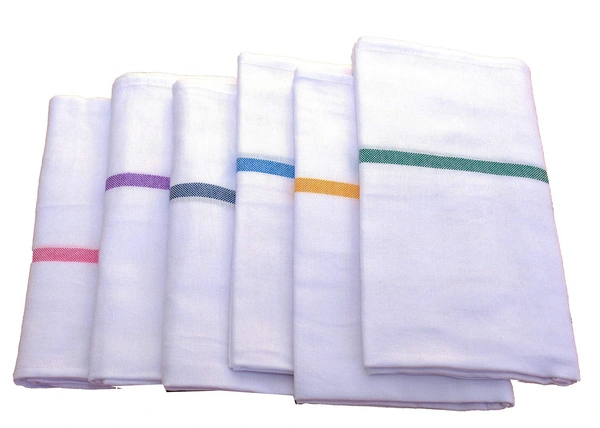 Handloom White Cotton Bath Towel/Kerala Thorthu/ Gamcha/Angocha (30x60, 2.5 feet Width x 5 feet Length, Light Weight, Fast Absorbing, Quick Drying) - 6, White