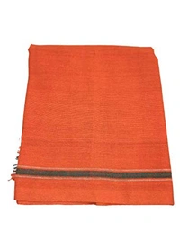 Handloom White Cotton Bath Towel/Kerala Thorthu/ Gamcha/Angocha (30x60, 2.5 feet Width x 5 feet Length, Light Weight, Fast Absorbing, Quick Drying) - 3, Flush Orange