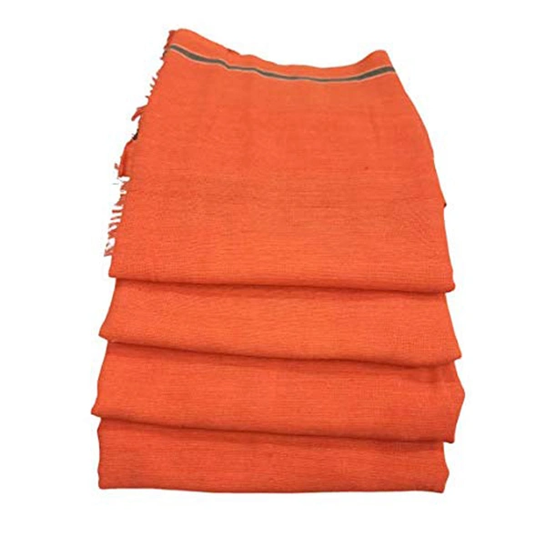 Handloom White Cotton Bath Towel/Kerala Thorthu/ Gamcha/Angocha (30x60, 2.5 feet Width x 5 feet Length, Light Weight, Fast Absorbing, Quick Drying) - 4, Flush Orange