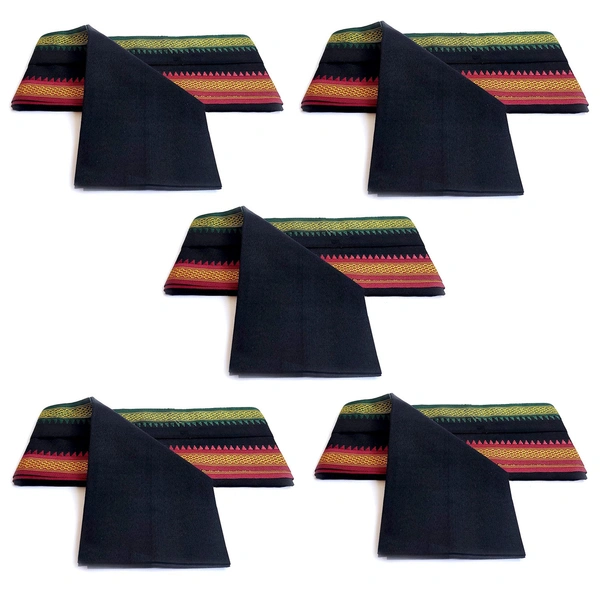 Handloom Cotton Bath Towel / Kerala Thorthu / Gamcha / Angocha (30x60, 2.5 feet Width x 5 feet Length, Light Weight, Fast Absorbing, Quick Drying) - Black, 5