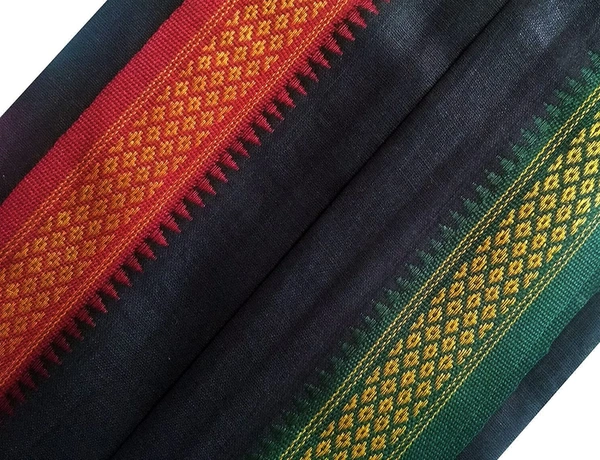 Handloom Cotton Bath Towel / Kerala Thorthu / Gamcha / Angocha (30x60, 2.5 feet Width x 5 feet Length, Light Weight, Fast Absorbing, Quick Drying) - Black, 5