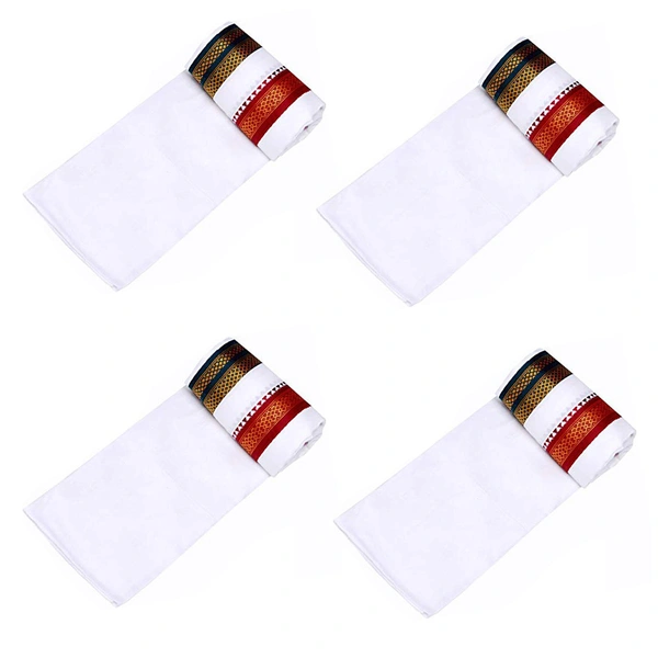 Handloom Cotton Bath Towel / Kerala Thorthu / Gamcha / Angocha (30x60, 2.5 feet Width x 5 feet Length, Light Weight, Fast Absorbing, Quick Drying) - White, 4