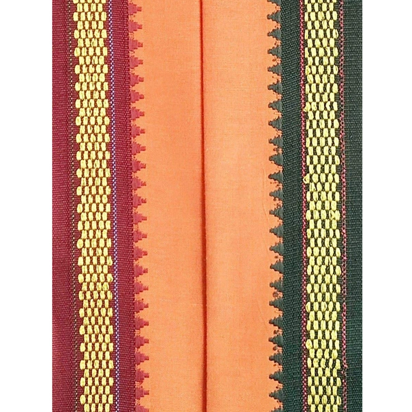 Handloom Cotton Bath Towel / Kerala Thorthu / Gamcha / Angocha (30x60, 2.5 feet Width x 5 feet Length, Light Weight, Fast Absorbing, Quick Drying) - Flush Orange, 4