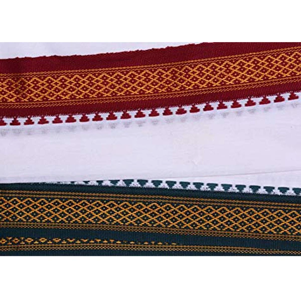 Handloom Cotton Bath Towel / Kerala Thorthu / Gamcha / Angocha (30x60, 2.5 feet Width x 5 feet Length, Light Weight, Fast Absorbing, Quick Drying) - White, 2