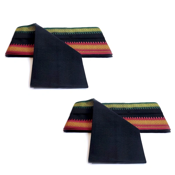 Handloom Cotton Bath Towel / Kerala Thorthu / Gamcha / Angocha (30x60, 2.5 feet Width x 5 feet Length, Light Weight, Fast Absorbing, Quick Drying) - Black, 2