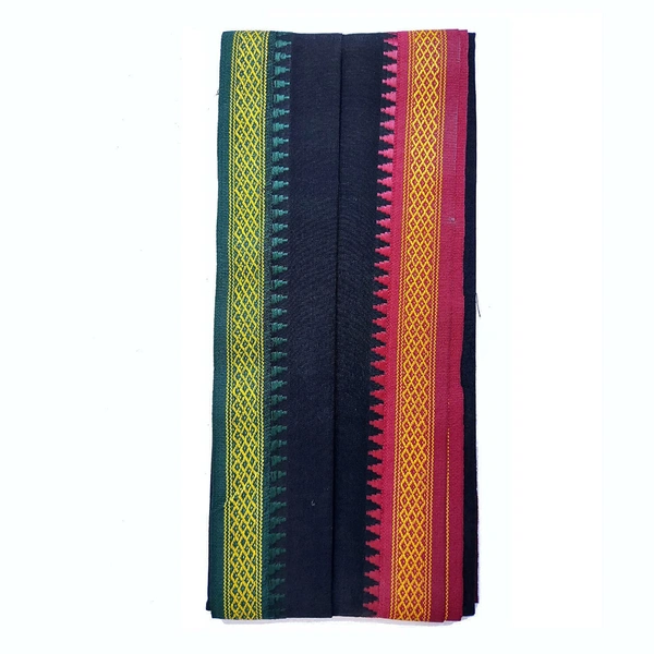 Handloom Cotton Bath Towel / Kerala Thorthu / Gamcha / Angocha (30x60, 2.5 feet Width x 5 feet Length, Light Weight, Fast Absorbing, Quick Drying) - Black, 2