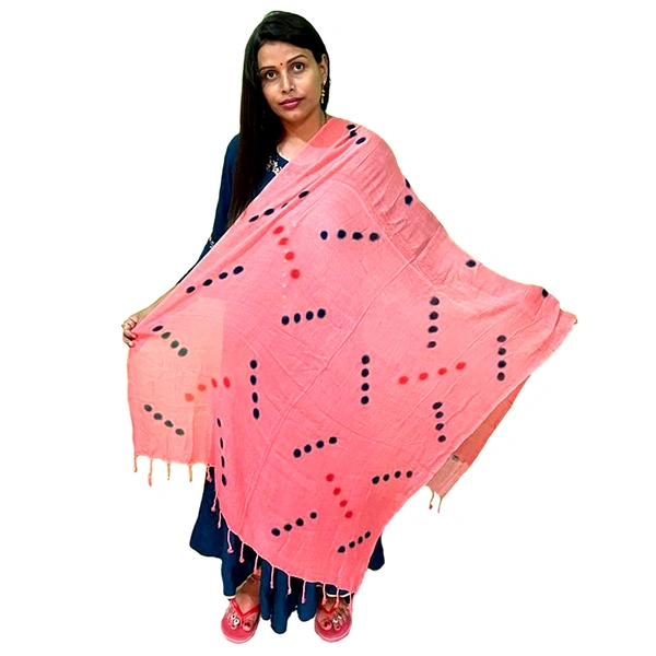 Women's Cotton Dupatta || Multicolor Printed dots work - Wild Watermelon