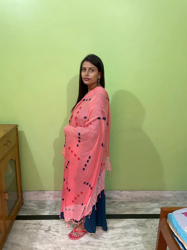 Women's Cotton Dupatta || Multicolor Printed dots work - Wild Watermelon