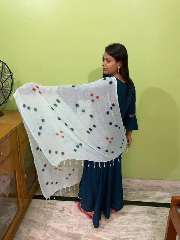 Women's Cotton Dupatta || Multicolor Printed dots work - 5