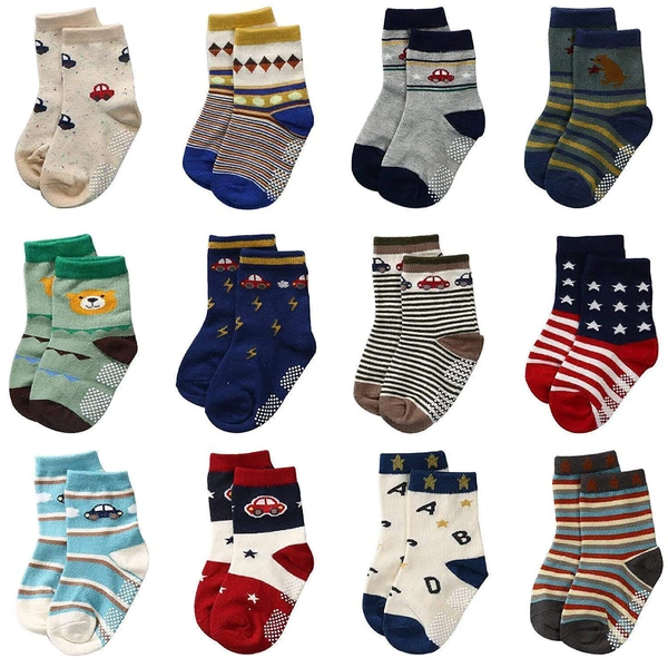 Baby Boy's and Baby Girl's Fancy Cotton Socks || (Color/Pattern: Assorted) - 12, 1-3 Years
