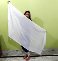 IGNOTO Women's Cotton Dupatta || Multicolor Gold Silver Zari Line Pattern (Pattern/Design: Assorted) - White