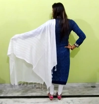 IGNOTO Women's Cotton Dupatta || Multicolor Gold Silver Zari Line Pattern (Pattern/Design: Assorted) - White