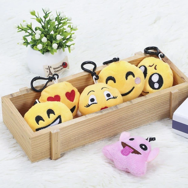 Emoji Pouch Mini Cute Round Face Smiley Purse for Earphone, Coins || Best Gifts For Birthday || Keychain For All Age Group (Assorted) - 6