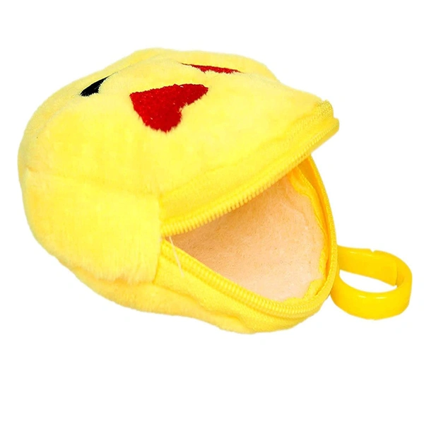 Emoji Pouch Mini Cute Round Face Smiley Purse for Earphone, Coins || Best Gifts For Birthday || Keychain For All Age Group (Assorted) - 6