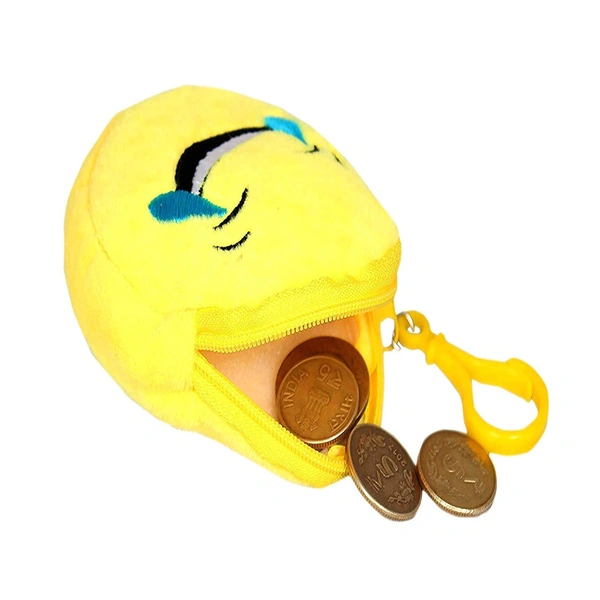 Emoji Pouch Mini Cute Round Face Smiley Purse for Earphone, Coins || Best Gifts For Birthday || Keychain For All Age Group (Assorted) - 9