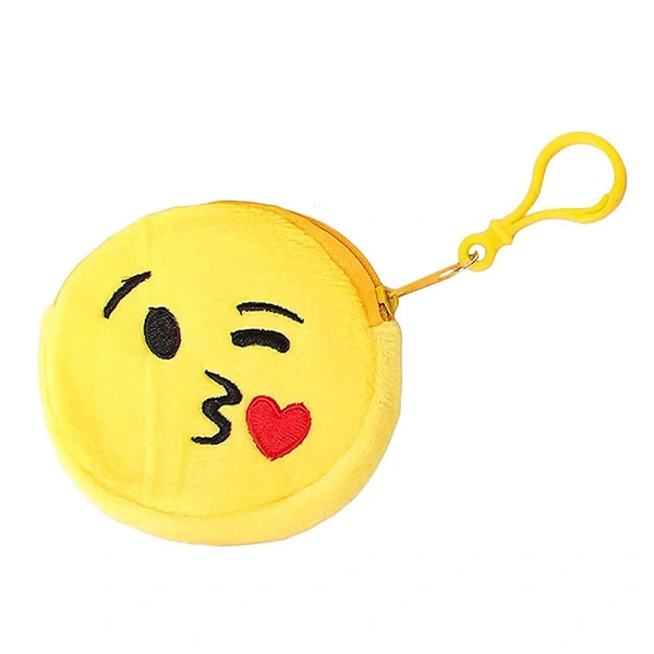 Emoji Pouch Mini Cute Round Face Smiley Purse for Earphone, Coins || Best Gifts For Birthday || Keychain For All Age Group (Assorted) - 3