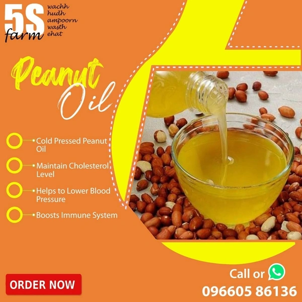 Peanut Oil – Chemical-Free, Bull Kolhu Cold-Pressed - 1 Ltr
