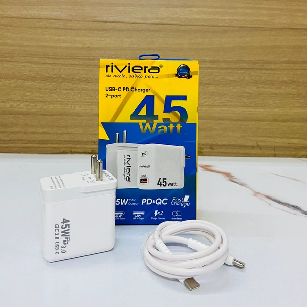 New Riviera 45Watt PD+USB Charger With Type-C Cable