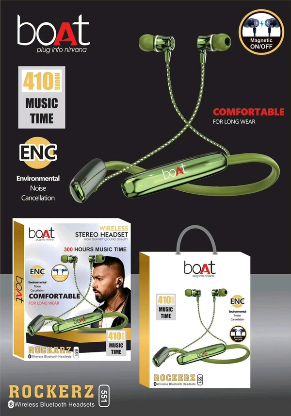 Boat Rockerz (551) 💯% Og Magnetic 🧲 on Off + 350 Mah Big Battery 🔋+ Noise Cancellation