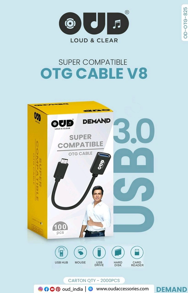 OUD OTG-825 USB TO V8 USB 3.0 (Pack Of 10)