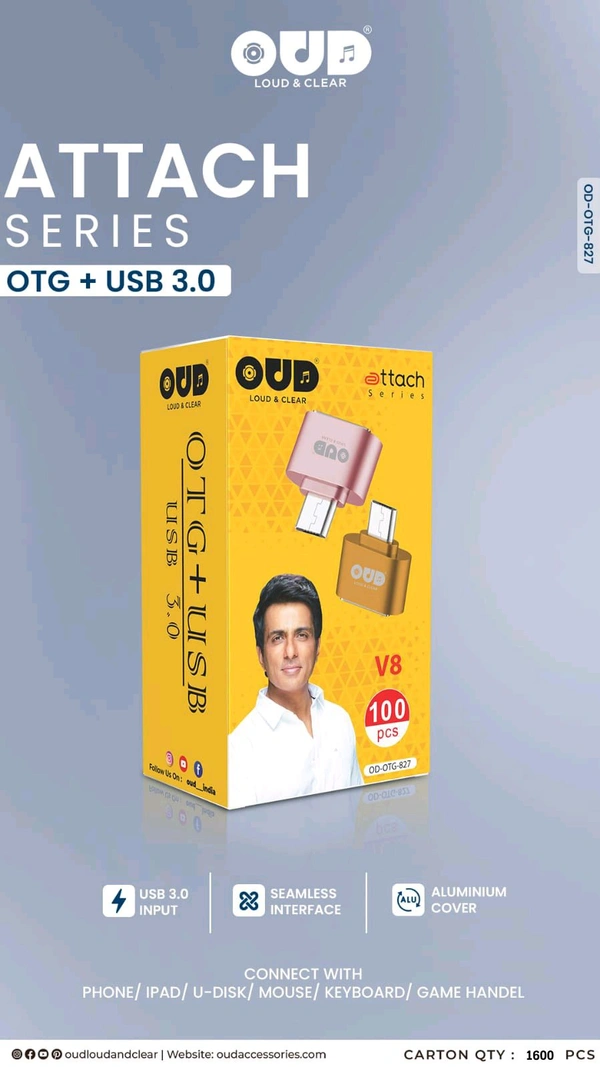 OUD ATTACH OTG-827 USB TO V8 (Pack Og 10)