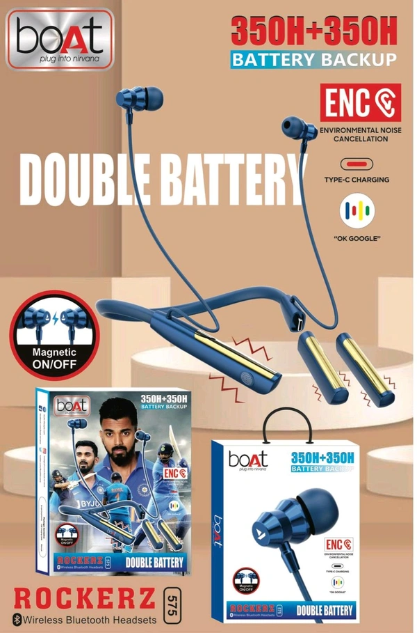 Boat Rockerz (575) 💯% Og Magnetic 🧲 on Off+ Touch+ Vibration+ double Battery 🔋 Neckband