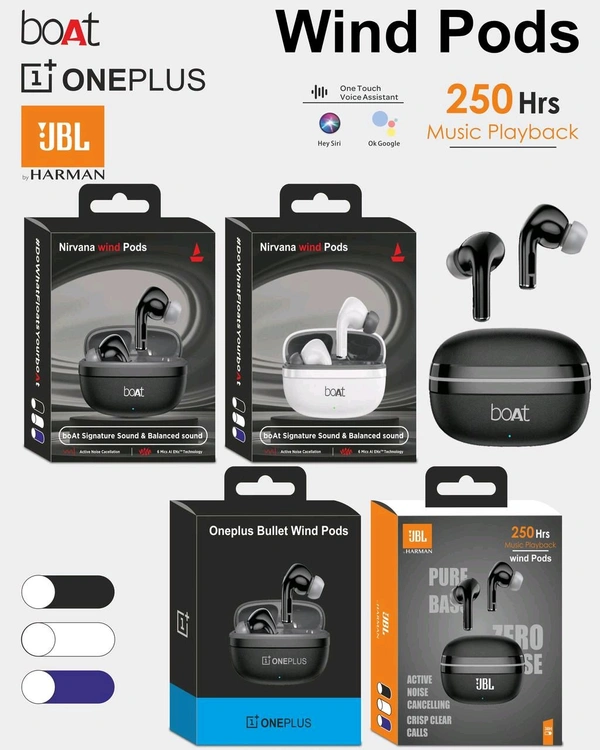 Boat New WindPods Pure Extra Bass Sound Quality Earbuds Big Box Multi Colour 