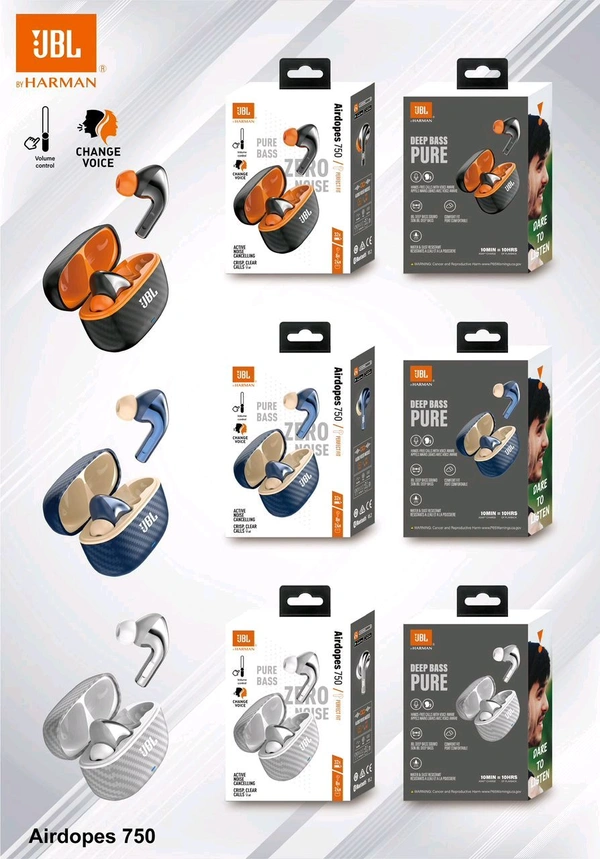 JBL  New Earbuds 750 Voice Changer + Volume Controller Multi Colour Super Sound Quality 