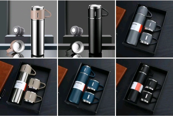 New Vaccum Flask Set 3 Cup Multi Coloure