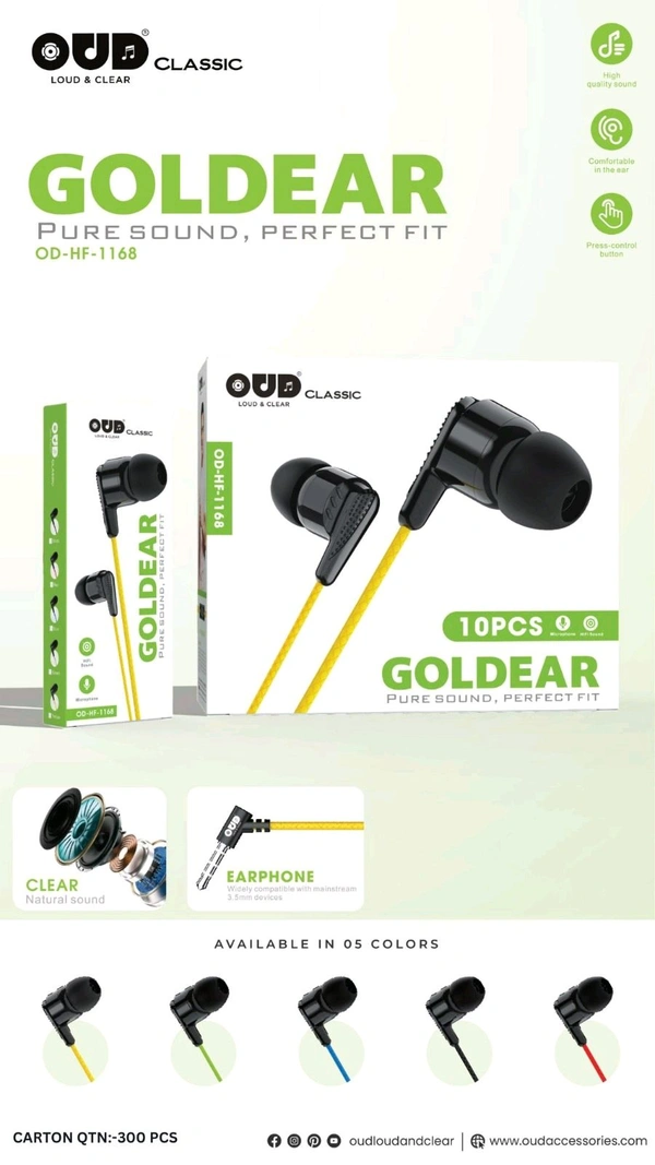 OUD Golder OD-HF-1168 Multi Coloure Earphone