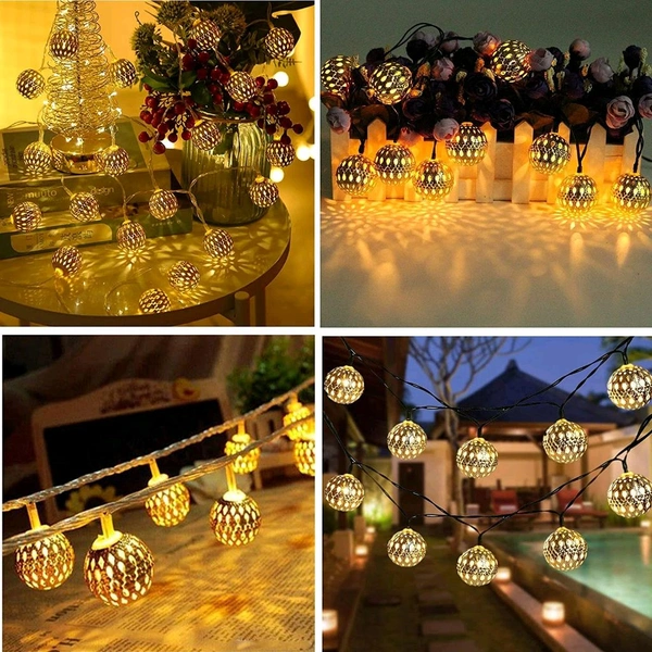 Globe String Lights Plug-in Metal Ball Fairy Lights SC-707 14L 
