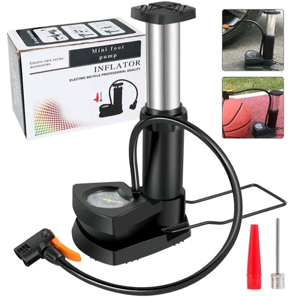 High Pressure Foot Air Pump with Gauge Heavy-Duty Foot Bike Pump for Bicycle Ball Scooter Car Inflatable Toys Mini Pump