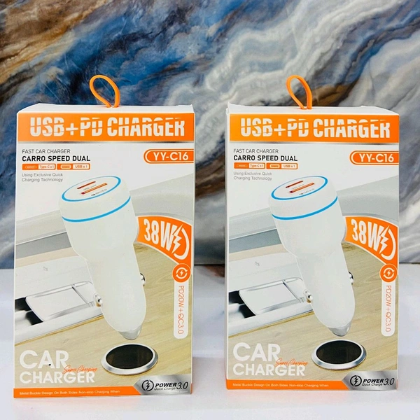 USB+ PD Car Charger YY-C16 38W Dual Speed (Only Adapter)