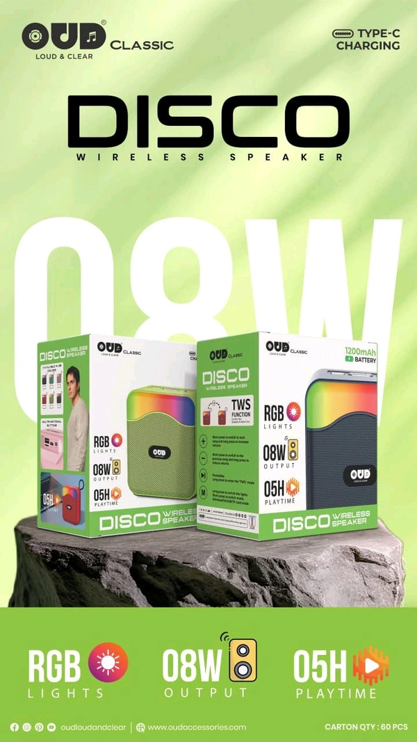 OUD DISCO Wireless Bluetooth Speaker 🔊 5HRS Playtime