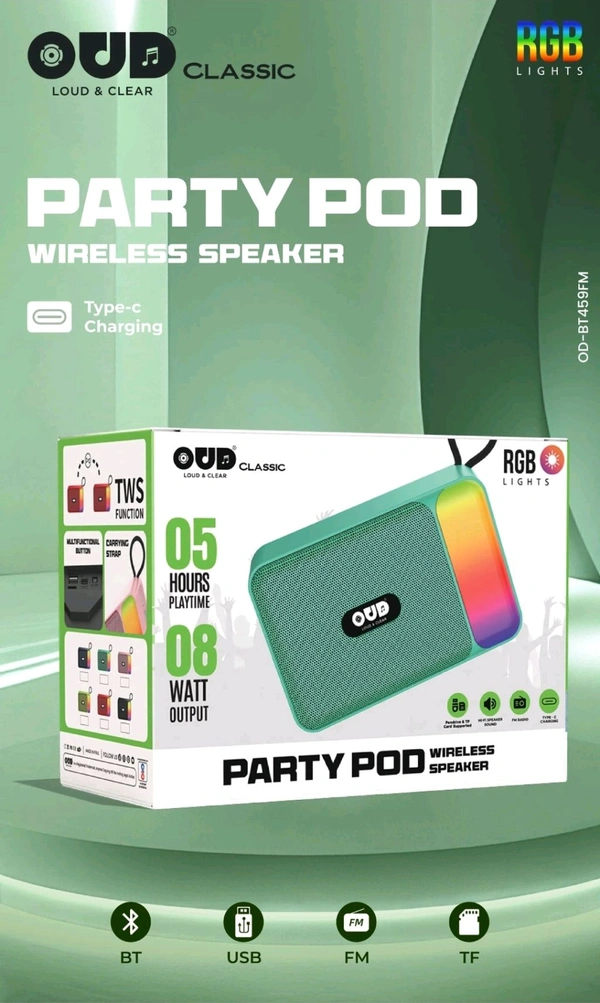 OUD PARTY POD 5 HRS PLAYTIME TWS FUNCTION BLUETOOTH SPEAKER 🔊