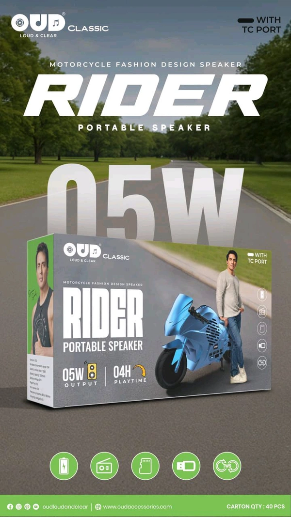 OUD Rider Portable Bluetooth Speaker 🔊 5Watt Output
