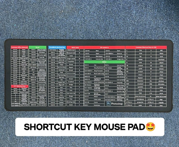 SHORTCUT KEY MOUSE PAD BIG 