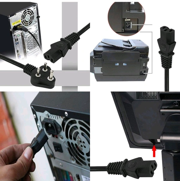 3 Pin Power Cable Cord For Desktop, Printer, CPU, Monitor ETC 1.5 Mtr Length 