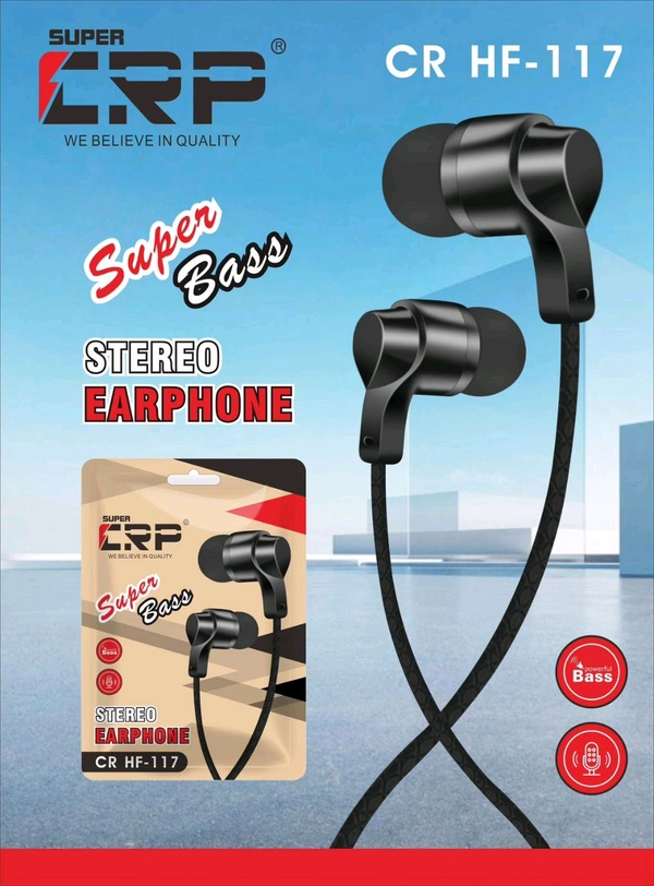 Super CRP CR HF 117 Super Bass Stereo Sound Quality Earphone 